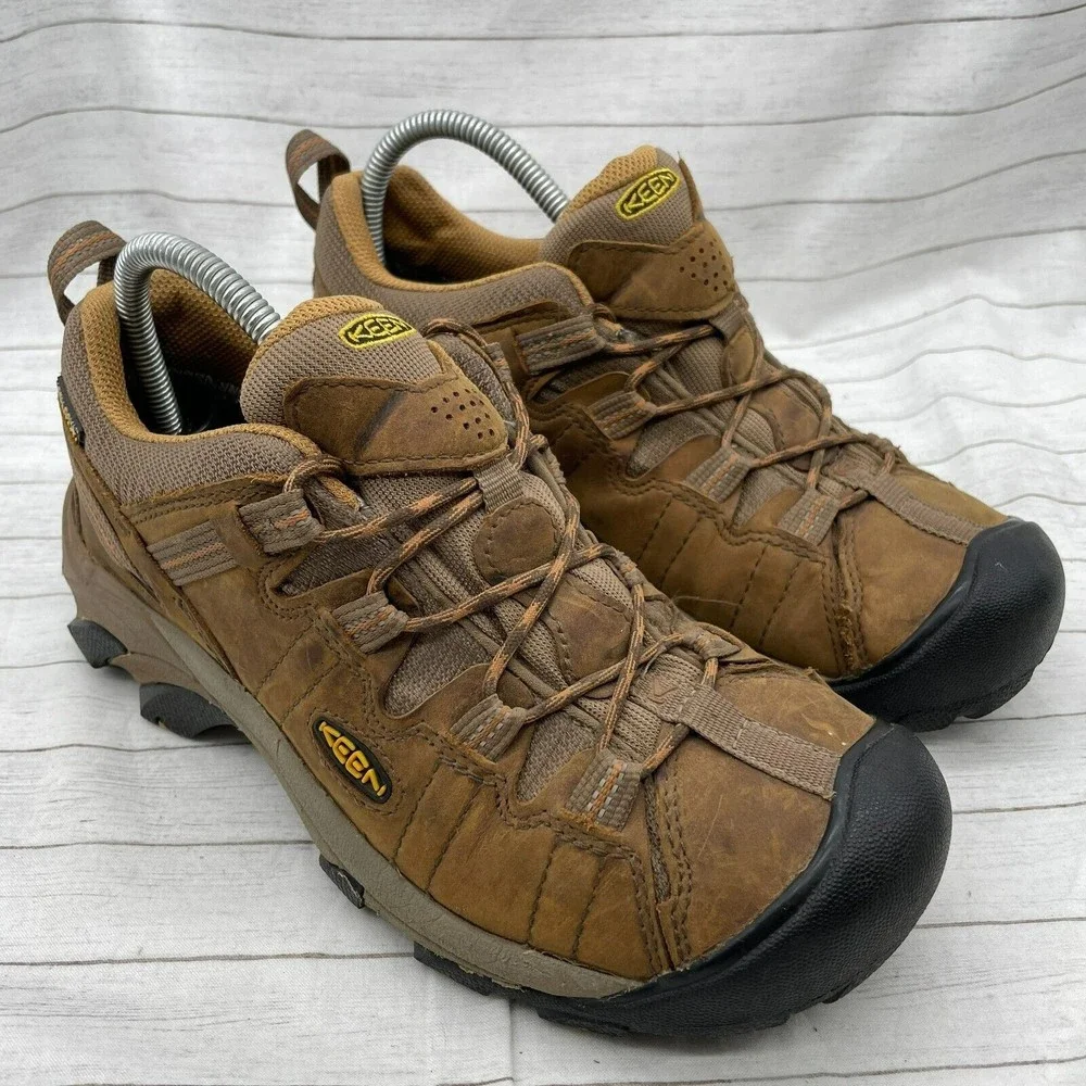 KEEN Targhee II Mens Brown Distressed Leather Waterproof LowTop Hiking Shoe 7.5